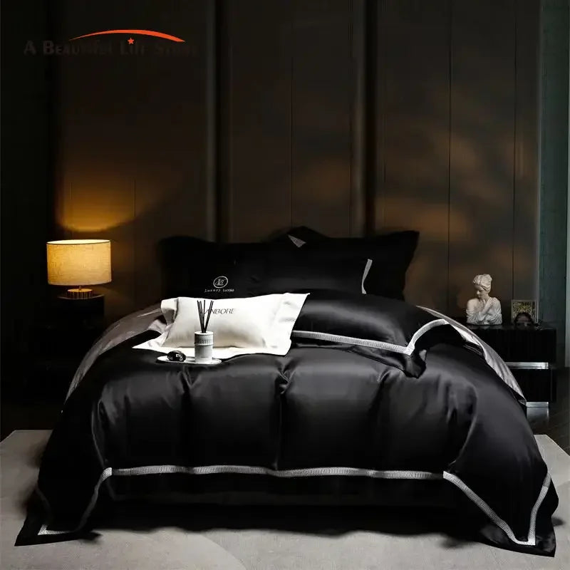 Afralia™ Mulberry Silk Blend & Cotton Patchwork Duvet Cover Set with Bed Sheet & Pillowcases