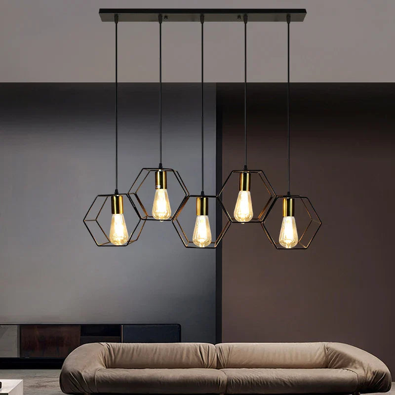 Afralia™ Geometric LED Chandelier: Modern Metal Frame Light for Dining Room or Bedroom