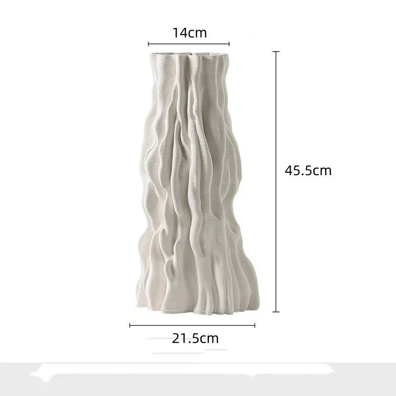 Afralia™ Abstract Irregular Trunk Fold Ceramic Vase for Home Decor