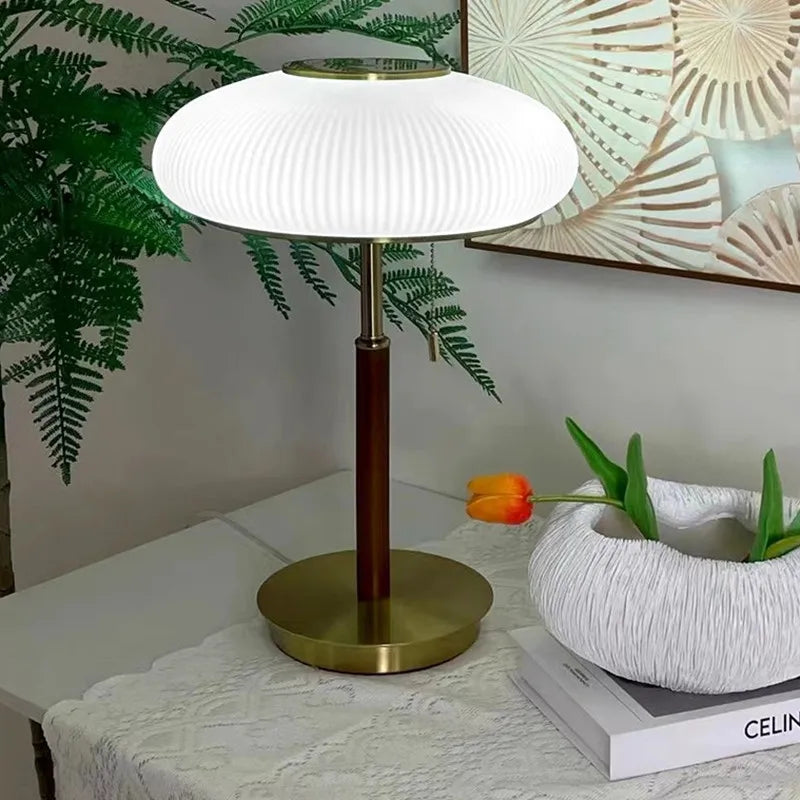 Afralia™ White Glass Table Lamp: Nordic Vintage Desk Light for Bedroom
