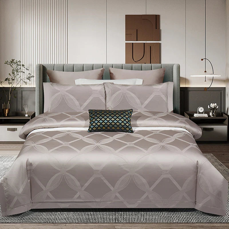 Afralia™ Luxury Egyptian Cotton Jacquard Bedding Set, Silky Soft Queen Size, 1400TC