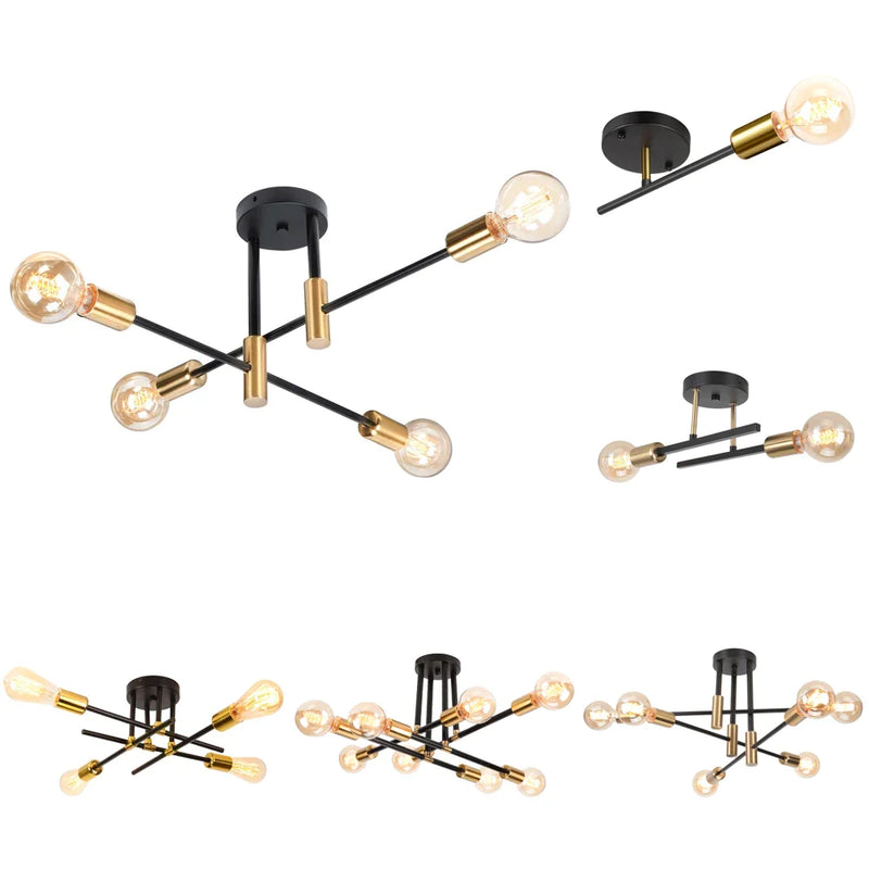 Afralia™ LED Sputnik Chandelier Ceiling Light Fixtures for Bedroom Living Room