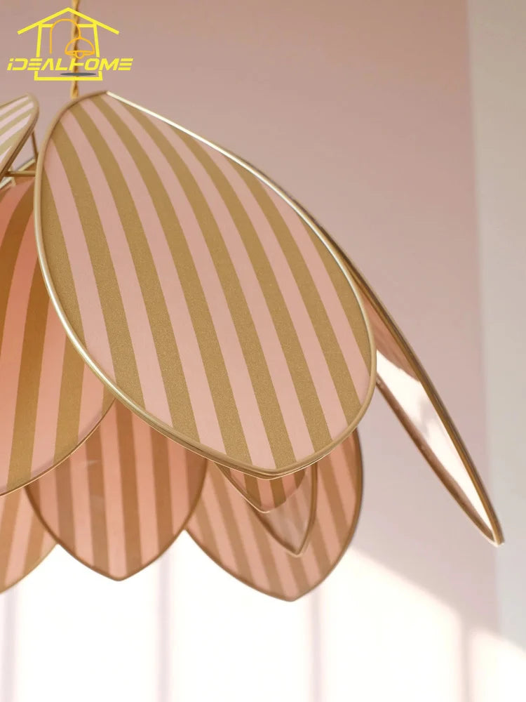 Afralia™ Petal Pendant Lights LED E27 Fabric Art Hanging Lamp for Medieval Atmosphere