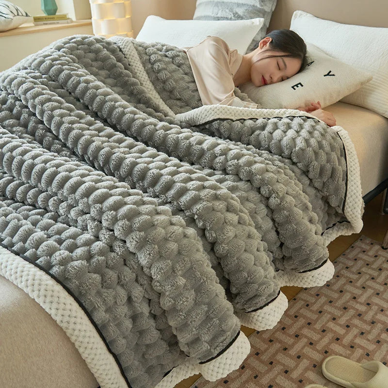 Afralia™ Coral Fleece Warm Blanket: Cozy Thicken Winter Bed Blanket