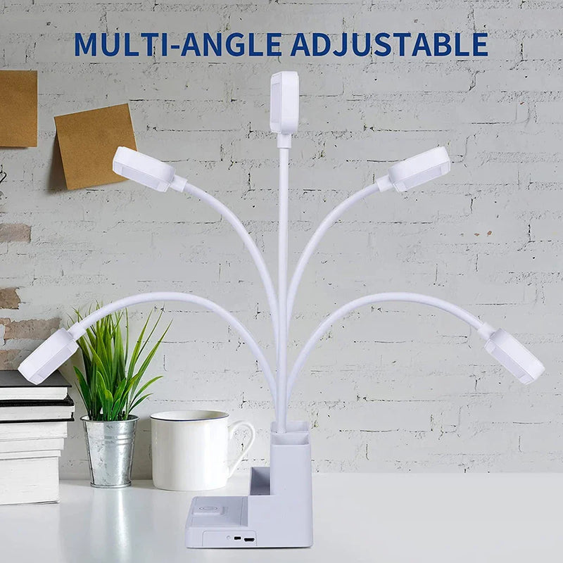 Afralia™ Rechargeable LED Desk Lamp with Pen & Phone Holder