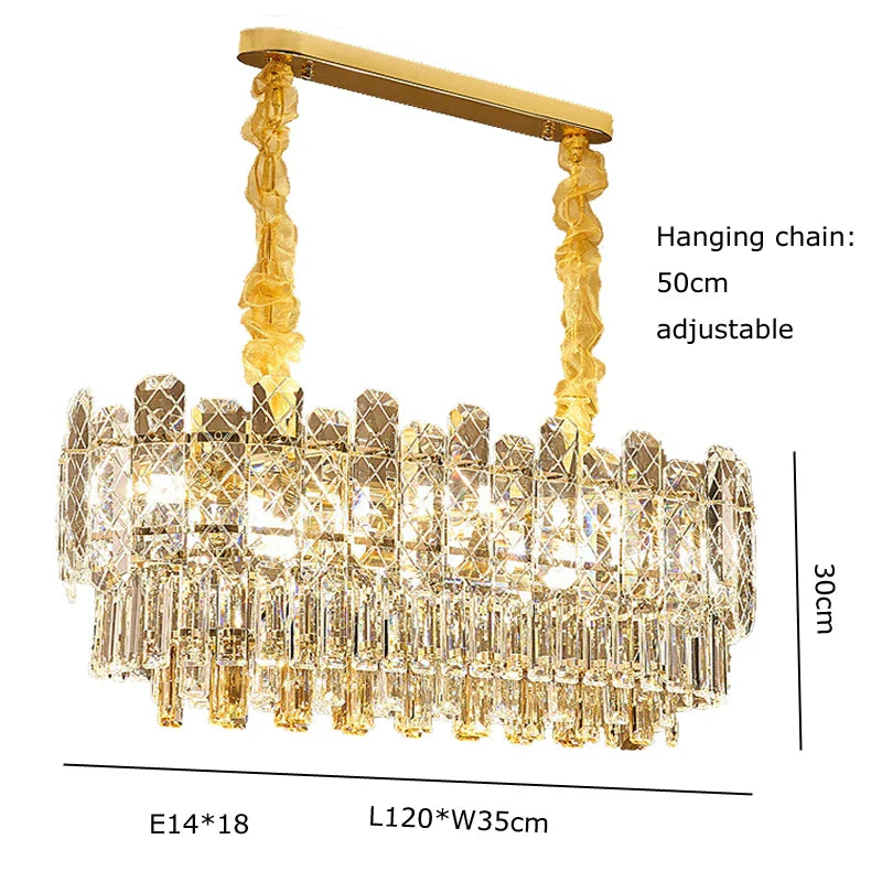 Afralia™ Gold Lustre Chandelier LED Crystal Light Fixture - Postmodern Luxury Hanging Lamp