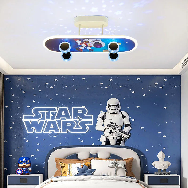 Afralia™ Cartoon Skateboard Ceiling Light for Children's Room