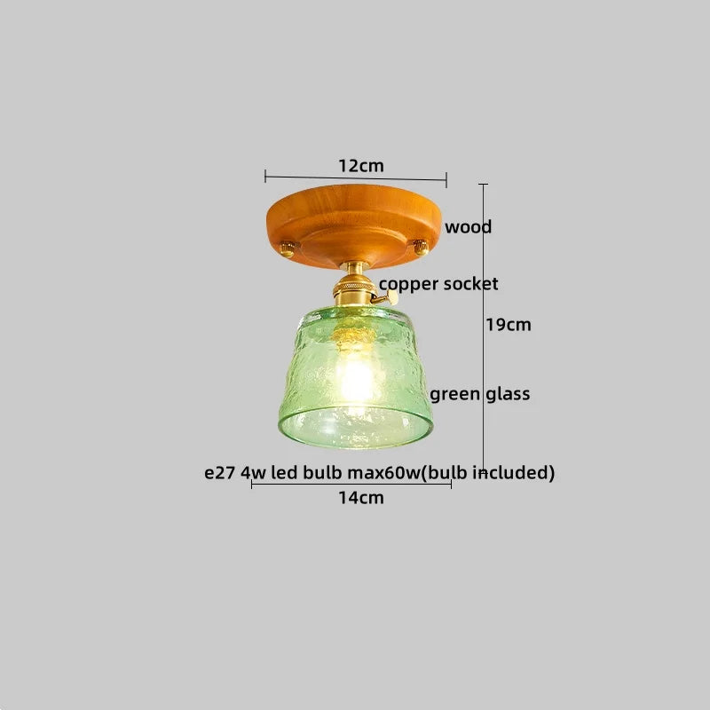 Afralia™ Wood Glass LED Ceiling Lights Modern Luminaria De Teto for Home Décor