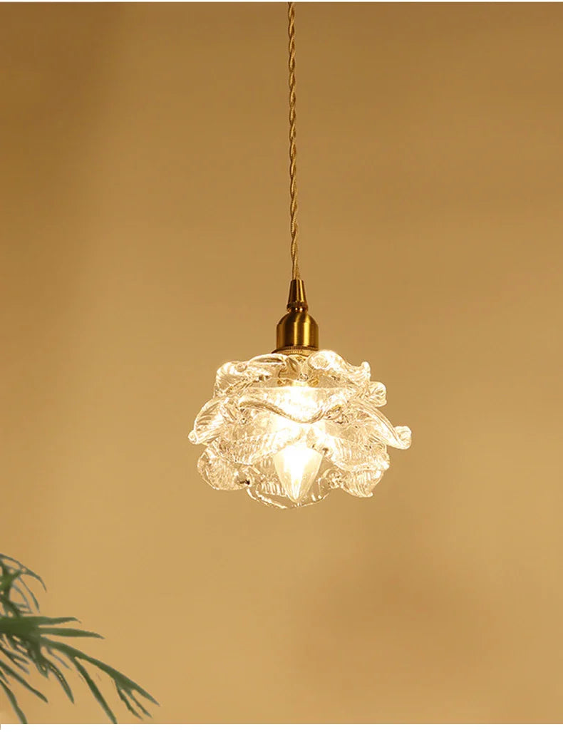 Afralia™ Romantic Rose Glass Chandelier Lighting Vintage Brass Luxury Hanging Lamp