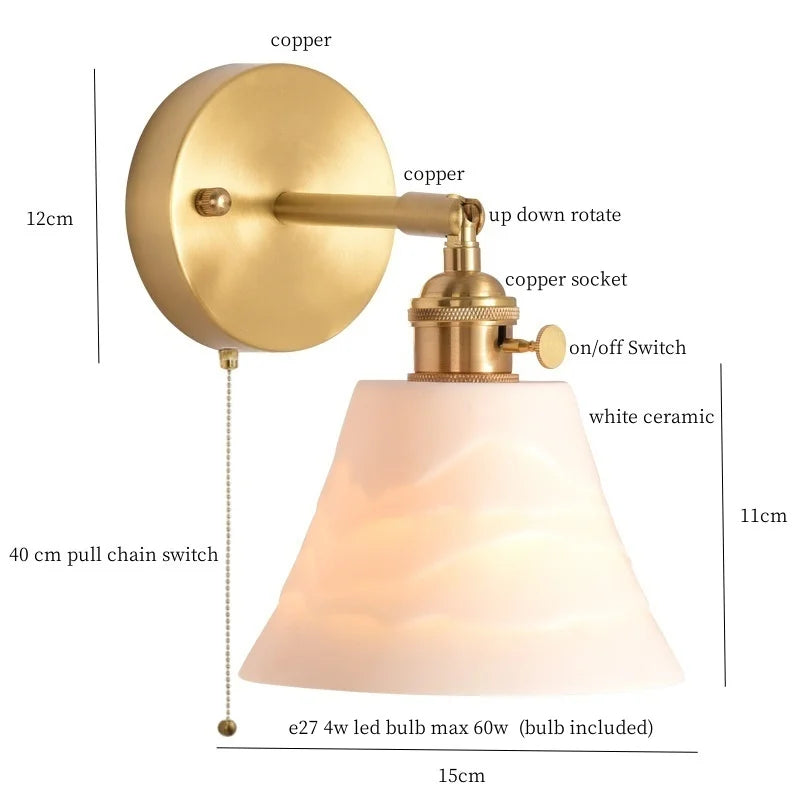 Afralia™ Vintage Japanese Ceramic LED Wall Lamp for Bathroom Mirror Bedroom