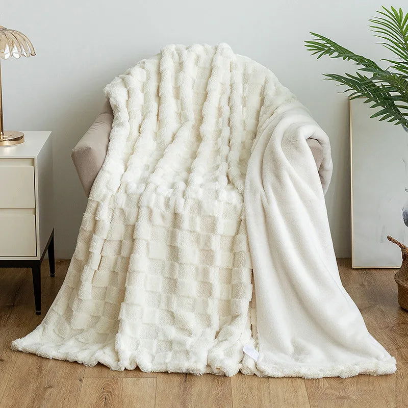 Afralia™ Geometric Jacquard Flannel Sofa Cover - All Seasons Bed Sheets