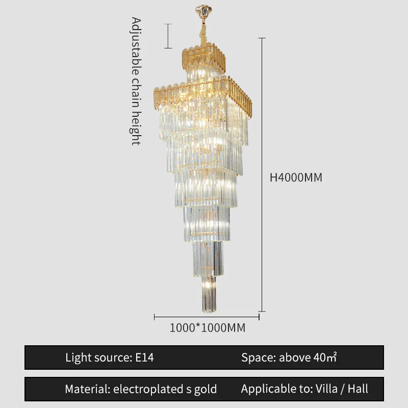 Afralia™ Nordic Duplex Villa Crystal Chandelier for Luxury Spaces