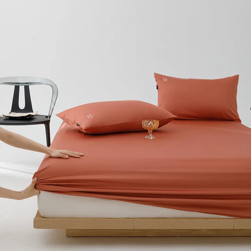 Afralia™ Luxury Satin Finish Cotton Fitted Sheet: High Quality, Skin-friendly and Breathable Bed Cover.