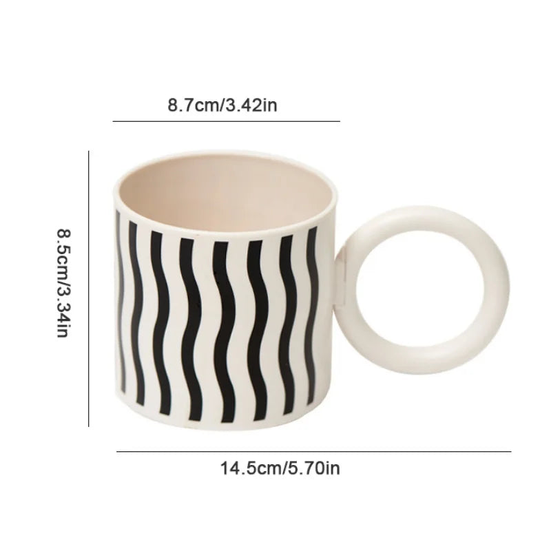 Afralia™ Korean Style Fatty Mug Splash Ink Plastic Cup Couple Coffee Tea Drinkware