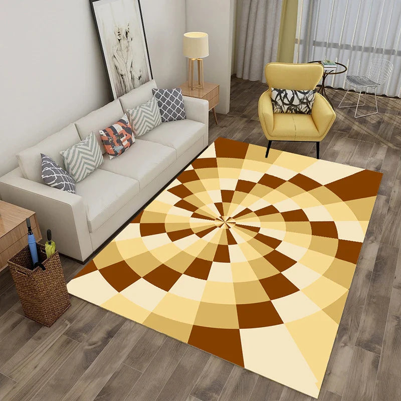 Afralia™ Checkered Vertigo Carpets: 3D Stereoscopic Living Room Rugs in Crystal Velvet
