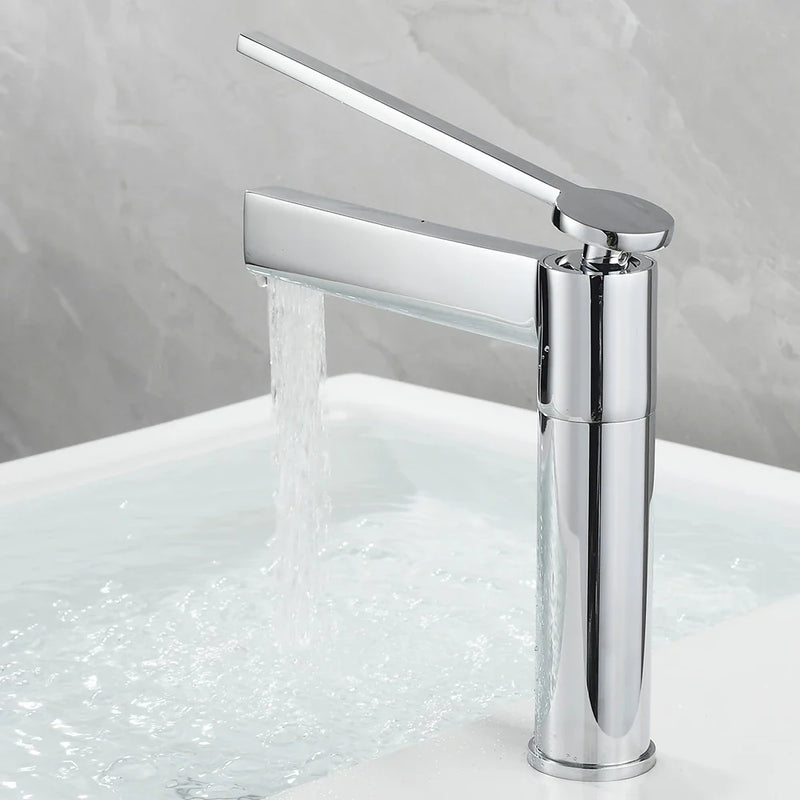 Afralia™ Basin Faucet: Single Handle Deck Mounted Brass Bathroom Mixer for Sink - Hot/Cold