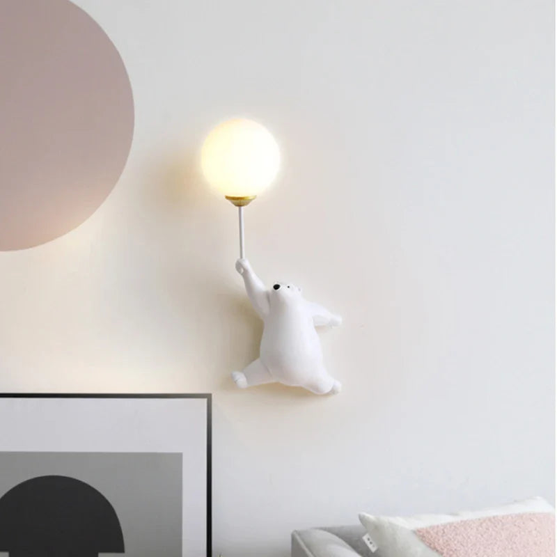 Afralia™ Bear Wall Lamp | Cute Nordic Cartoon Design for Girls Bedroom, Study, Dormitory