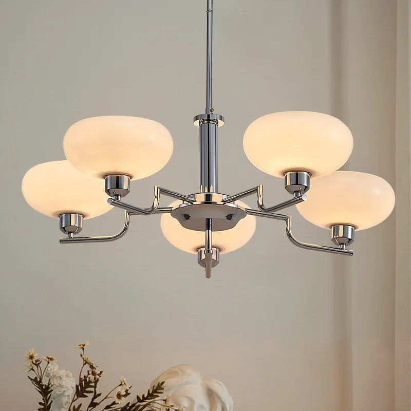 Afralia™ Glass Ball Pendant Chandelier LED Lamp for Modern French Bedroom