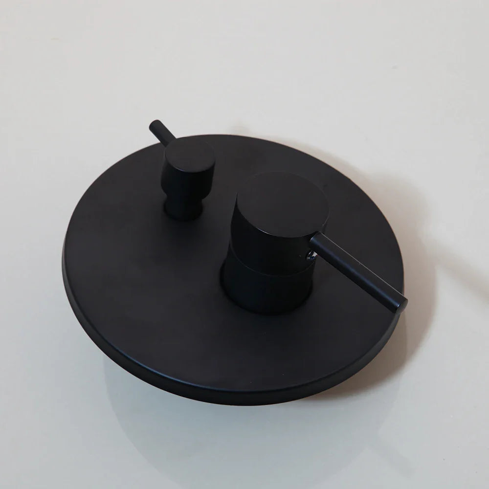 Afralia™ Matte Black Dual Handle Wall Mounted Bathroom Faucet Set