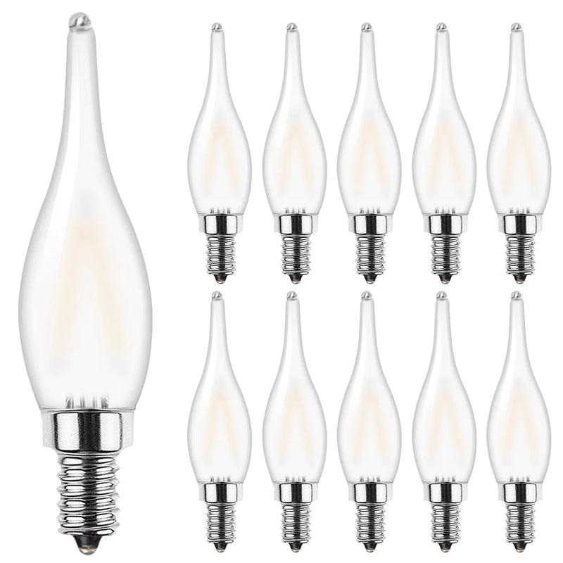 Afralia™ Frosted LED Candle Bulbs 1.5W Dimmable E12 E14 Base Warm White 2700K - Chandelier Decor Bulb