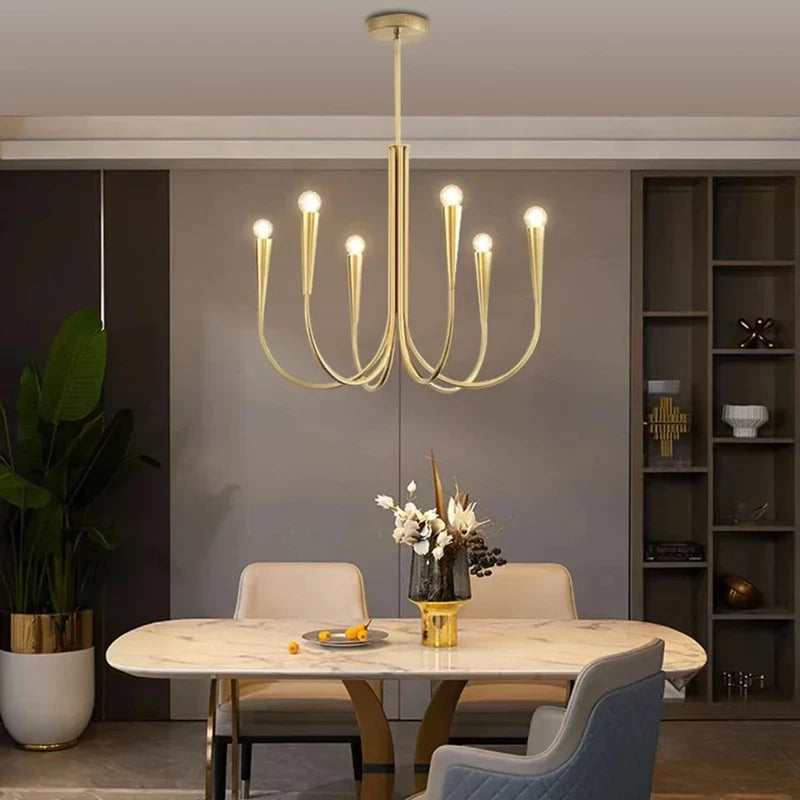 Afralia™ Nordic Luxe Chandelier Living Dining Room Ceiling Pendant Light Black/Gold Kitchen LED