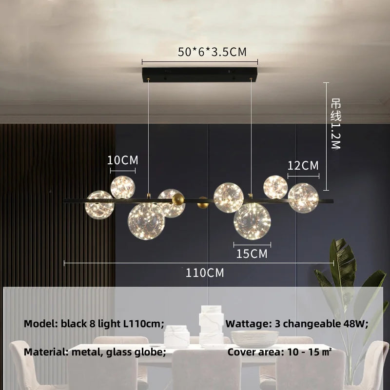 Afralia™ Nordic Glass Globe Pendant Lights Chandelier with 3 Changeable LED Lights