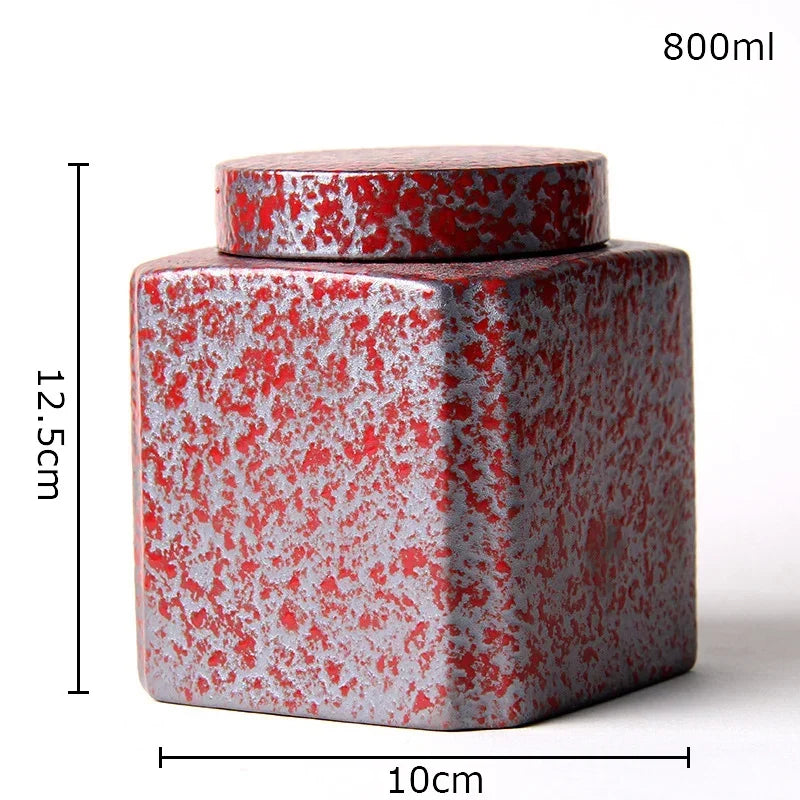Afralia™ Ceramic Tea Canister Sealed Storage Jars - Geometric Design