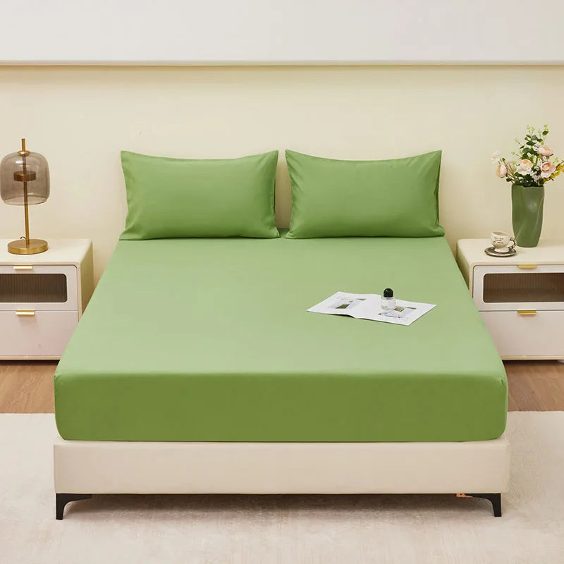 Afralia™ Single Fitted Waterproof Bed Sheet - Solid Color Mattress Protector