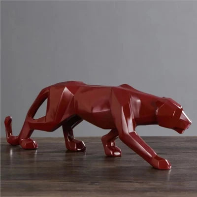 Afralia™ Panther Statue Geometric Resin Leopard Sculpture Home Office Decor Craft