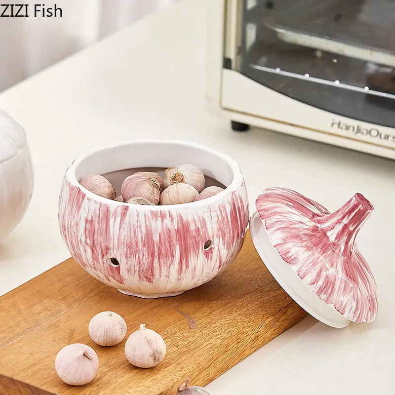 Afralia™ Ceramic Onion Shape Storage Jar with Lid for Cosmetics, Jewelry, and Candy