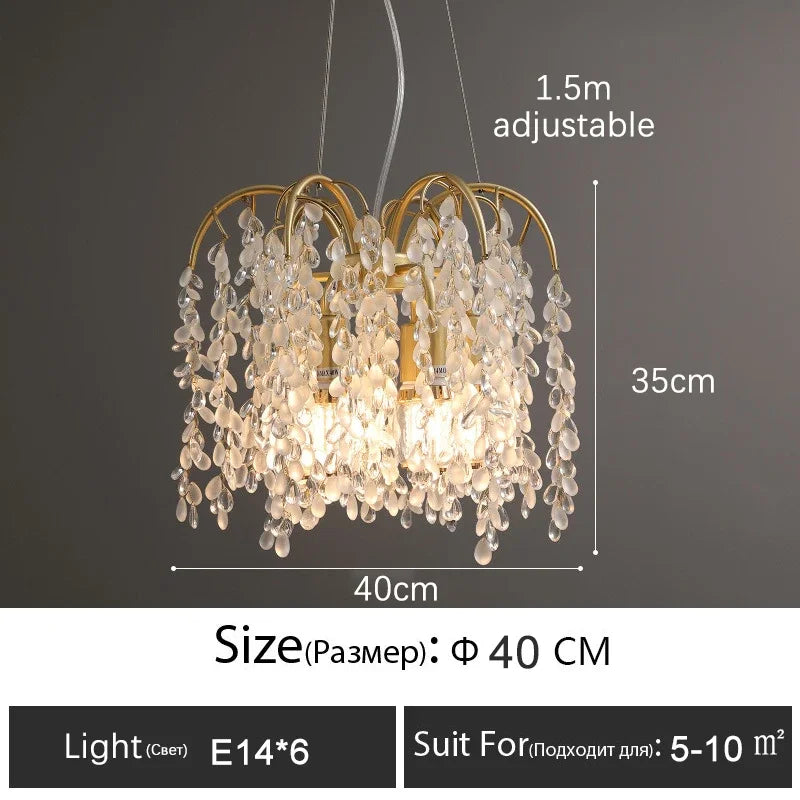 Afralia™ Modern Luxury Crystal Chandelier Golden Gloss LED Ceiling Lamp