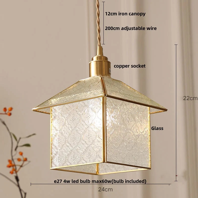 Afralia™ Antique Glass LED Pendant Lamp, Adjustable Loft Kitchen Light Fixture