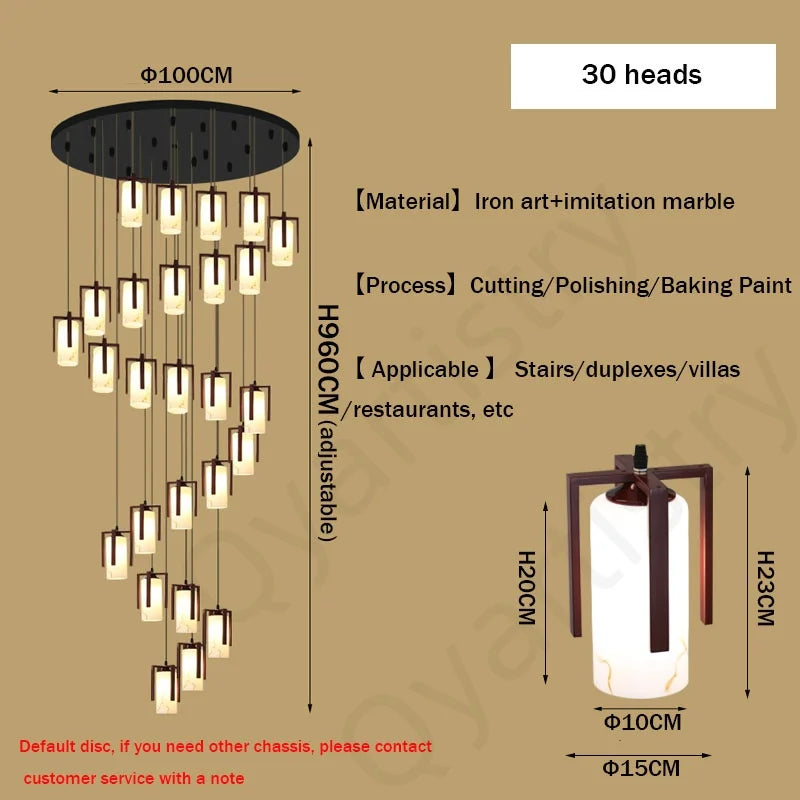 Afralia™ LED Marble Pendant Light for Luxury Villa Living Room Interior Decor