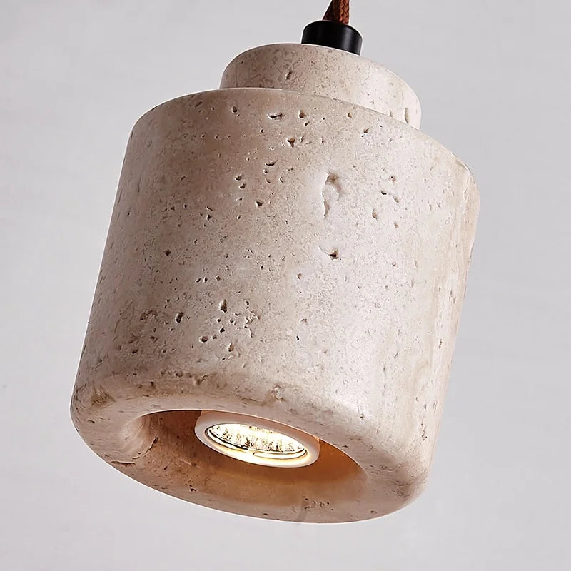 Afralia™ LED Hanging Light Fixture Yellow Travertine Nordic Wire Adjustable Pendant Lamp