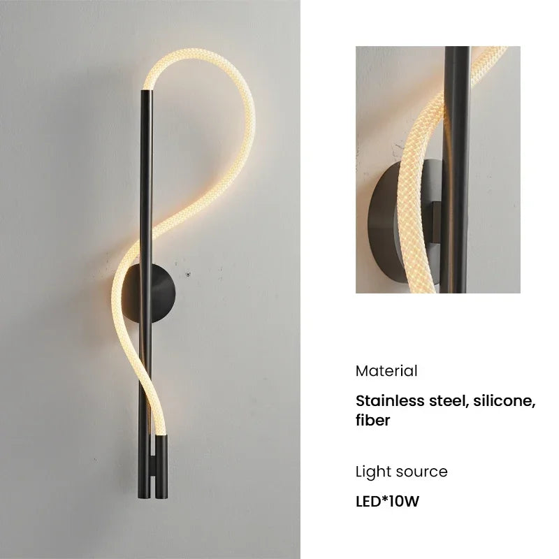 Afralia™ Minimalist Silicone Line LED Wall Sconce for Living Room Bedroom Dining Decor