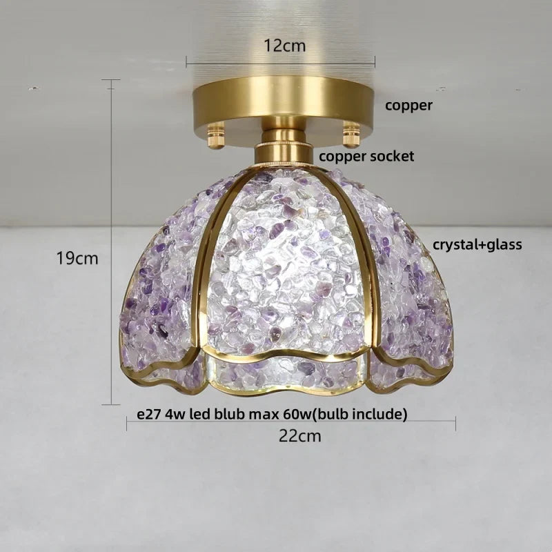 Afralia™ Tiffany Style Crystal Glass LED Ceiling Light Fixture for Aisle Bedroom Kitchen