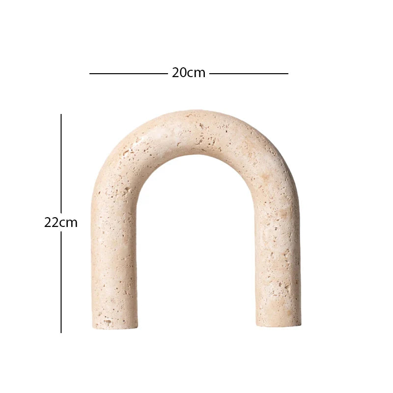 Afralia™ Archway Shape Travertine Sculpture Figurine Statue for Home Decor