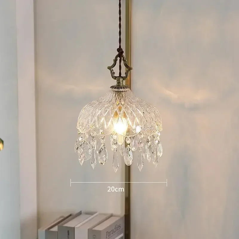 Afralia™ Retro Glass Hanging LED Chandelier for Bedroom, Bar, Restaurant - E14 Bulb