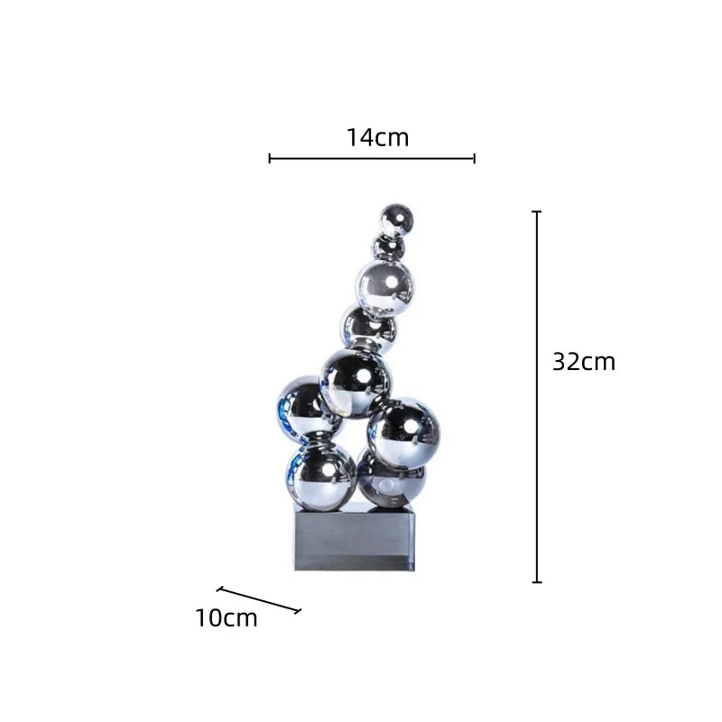 Afralia™ Geometric Crystal Sculpture Silver Ball Home Decor Figurine