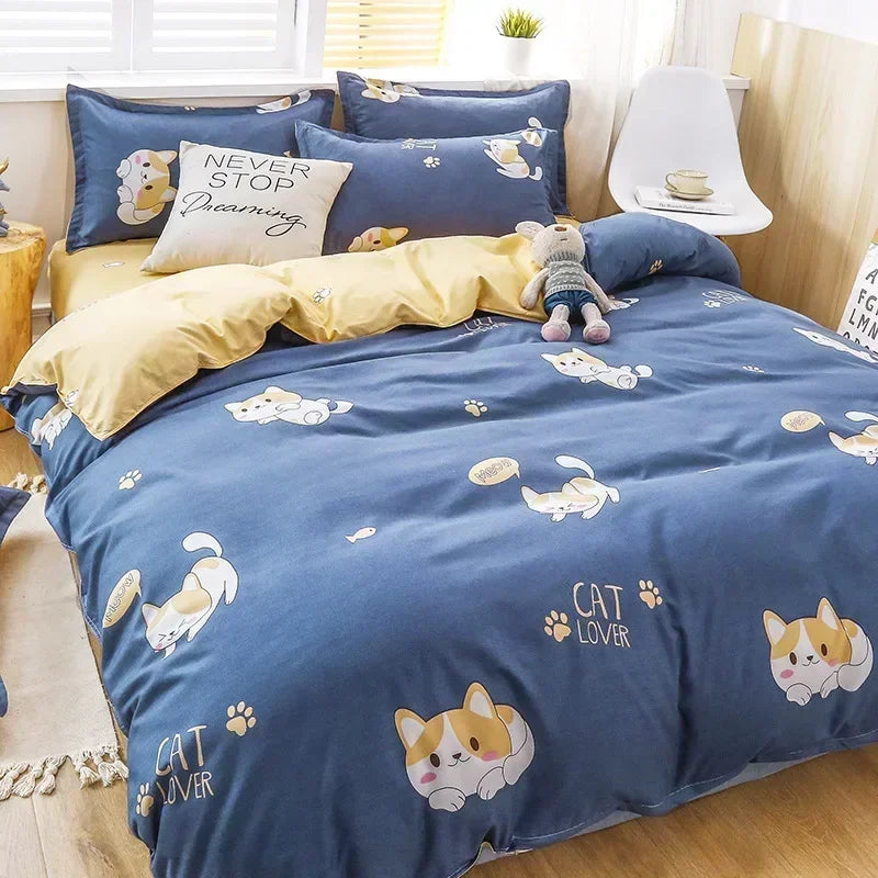 Daisy Print Bedding Set King/Queen Size by Afralia™ - Cozy & Durable