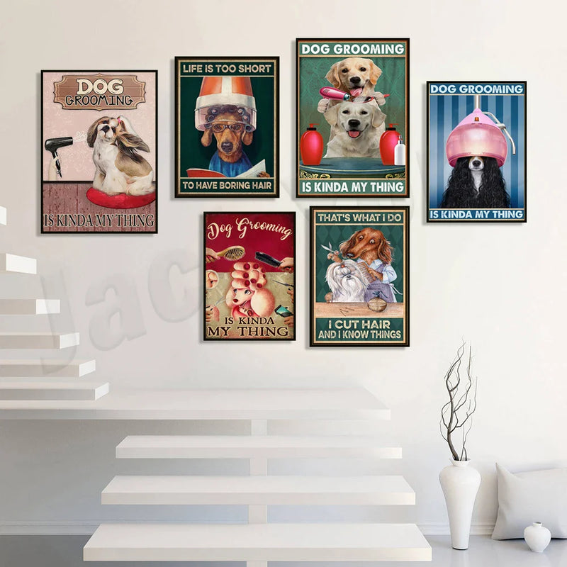 Afralia™ Dog Grooming Poster: Funny Dog Grooming Gifts for Dog Moms