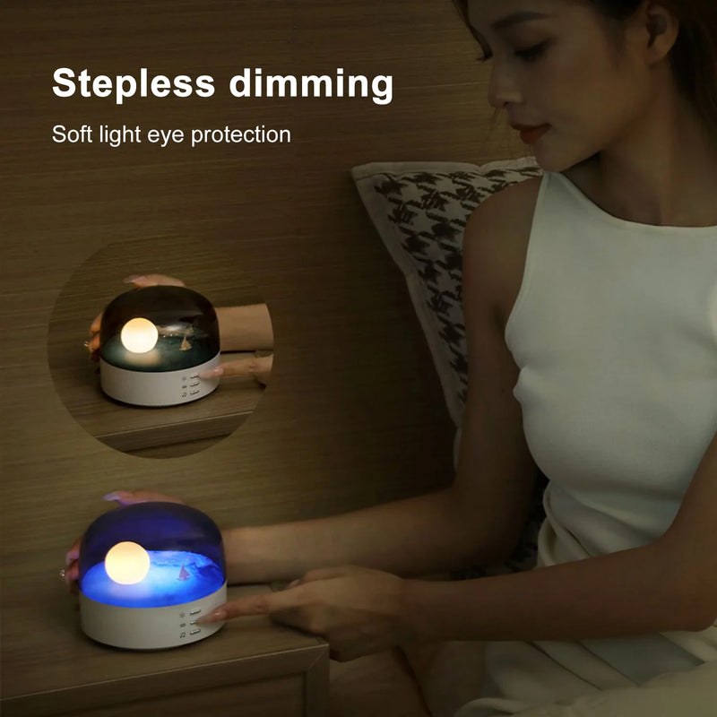 Afralia™ Moon LED Speaker Bluetooth Night Light - Rechargeable Dimming Table Lamp