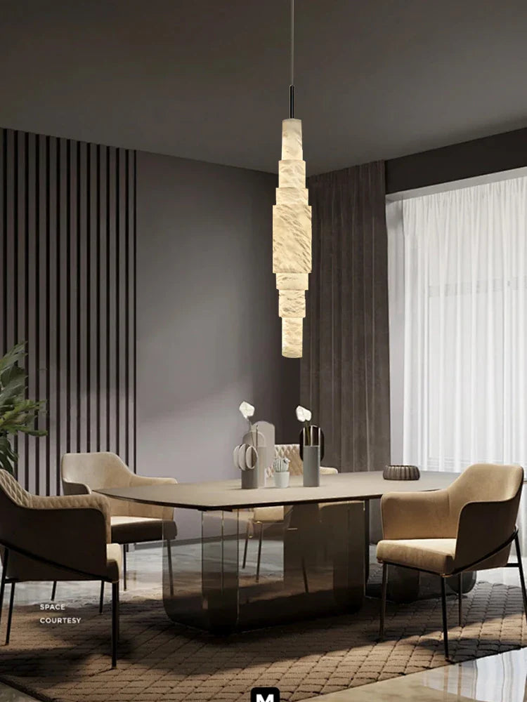 Afralia™ Luxury Marble Ceiling Pendant Lamps for Home Decor - Led Hanging Stone Lights