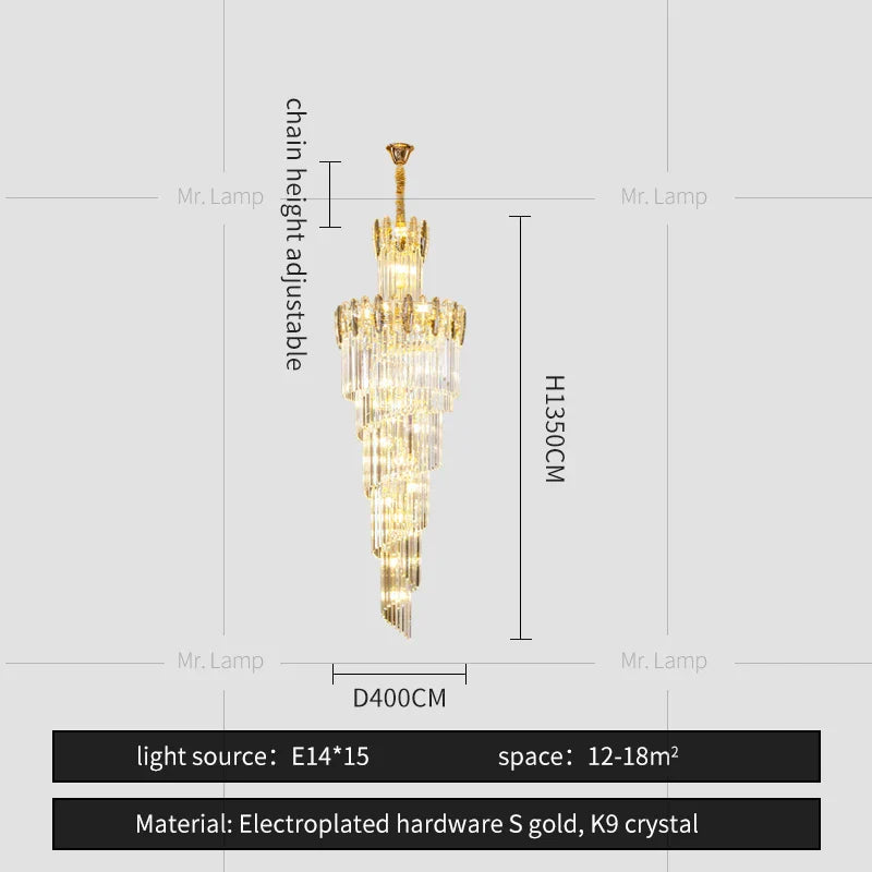 Afralia™ Crystal Chandelier: Elegant minimalist duplex living room lighting with a touch of luxury.