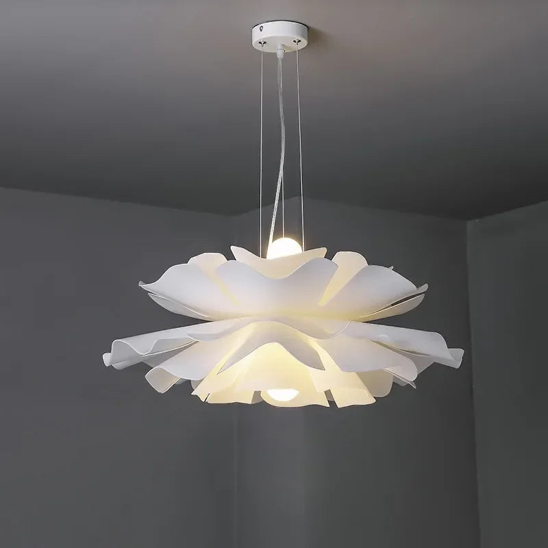 Afralia™ Lotus Acrylic LED Chandelier Cream Nordic Design Living Room Ceiling Lighting