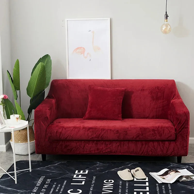 Afralia™ Solid Color Elastic Thicken Sofa Cover - Soft Stretch Spandex Slipcover