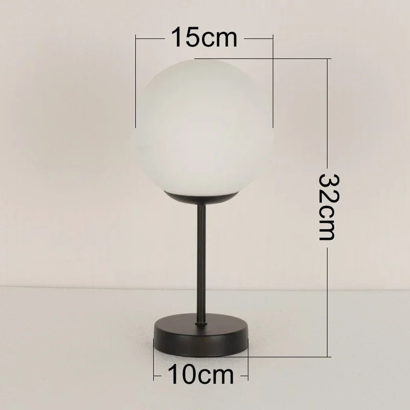 Afralia™ White Glass Ball LED Table Lamp for Living Room, Bedroom, Offices & Learn Reading