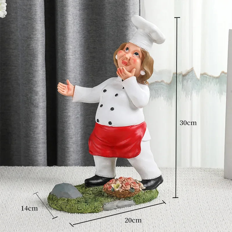 Afralia™ Cartoon Chef Resin Wine Rack Storage Holder Kitchen Home Decor Figure sculptured host rack