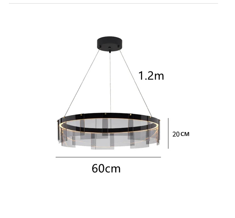 Afralia™ Stratos Glass LED Chandelier Rings for Dining Hall Bedroom Luxury Lighting