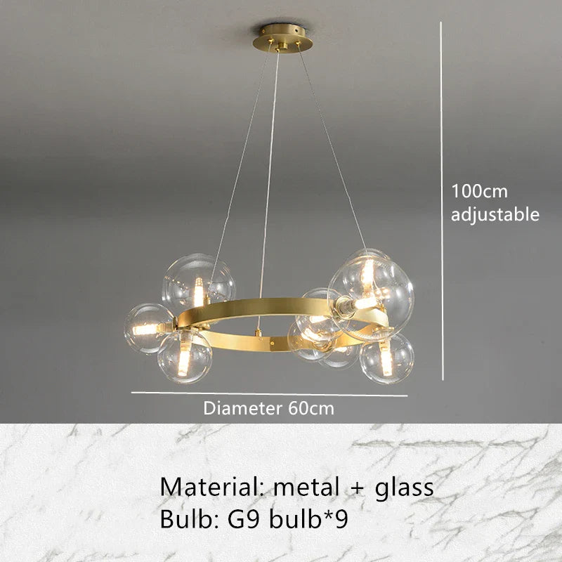 Afralia™ Nordic Glass Ball LED Chandelier Pendant Light for Home Decoration